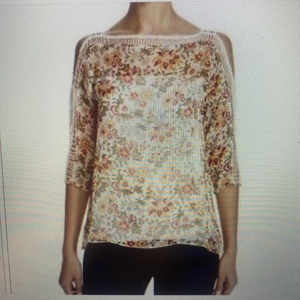 Bailey / 44 Split Shoulder Floral Crochet Blouse - XS